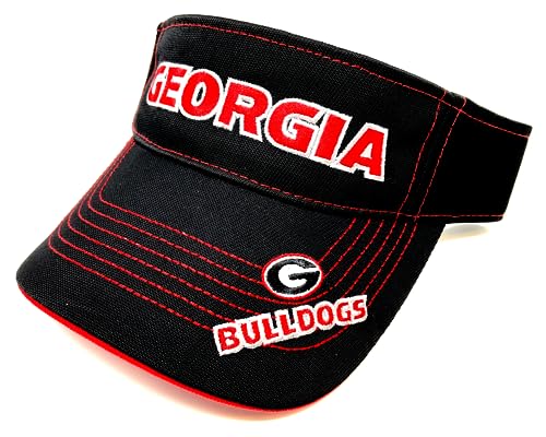 OC Sports Georgia University Visor Hat MVP 3D UGA Adjustable Embroidered Cap w/Button Pin (Black)