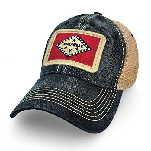 S.L. Revival Co Arkansas Flag Patch Trucker Hat, Black - Campus Hats
