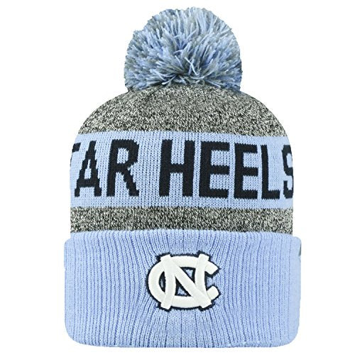 Top of the World NCAA Arctic Striped Cuffed Knit Pom Beanie Hat-North Carolina Tar Heels