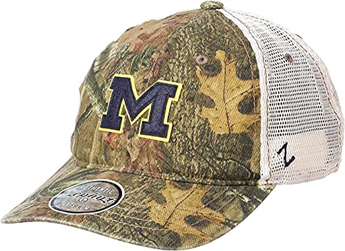 Michigan Wolverines Camo Trailside Trucker Mesh Snapback Cap - NCAA Curved Bill, Adjustable Relaxed Fit Camouflage Baseball Hat