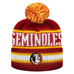 Zephyr NCAA Team Color-Retro Logo -Cuffed Knit Skully Beanie Pom