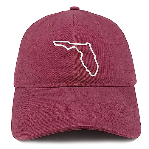 Trendy Apparel Shop Florida State Outline State Embroidered Cotton Dad Hat- Maroon