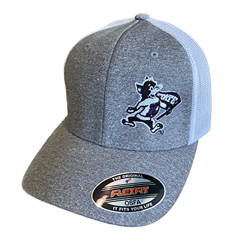 Kansas State Hat NCAA Official Collegiate Licensed Six-Panel Fitted Trucker Hat Flexfit Melange K-State Wildcats Willie The Wildcat Baseball Cap (Kansas State University)