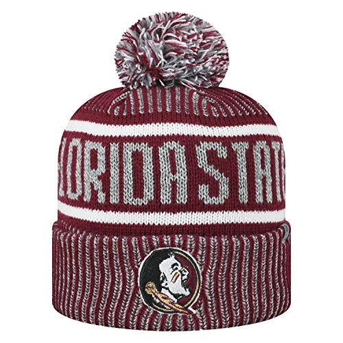 Top of the World Men's NCAA Glacier Cuffed Knit Beanie Pom Hat-Florida State Seminoles