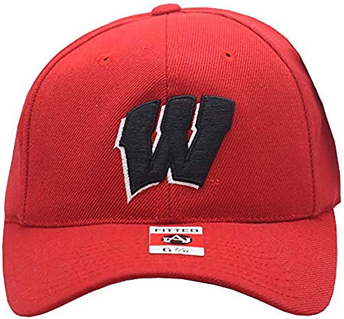 Great American Wisconsin Badgers Fitted Hat Black W Logo (7 3/8)