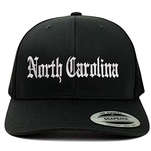 Trendy Apparel Shop North Carolina State Old English 6 Panel Trucker Mesh Cap - Black