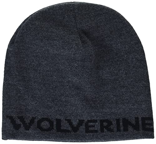 WOLVERINE Unisex, Men's & Women's 100% Acrylic Knit Logo Beanie, Charcoal Grey, One Size