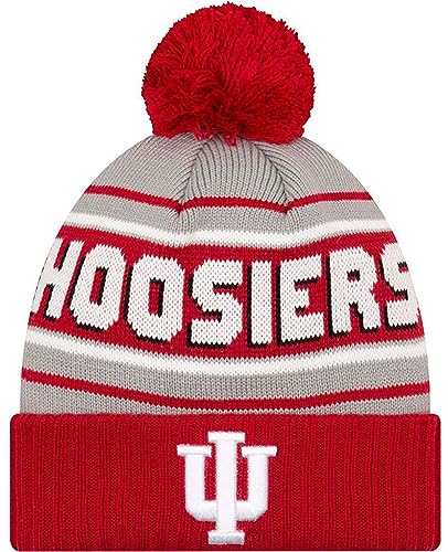 New Era Authentic NCAA College Team Color Cold Weather Cuffed Knit Beanie Skully Cap/Trapper Hat One Size Fit Most (Indiana Hoosiers Cheer)