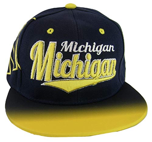 Michigan Fade Top Printed Bill Adjustable Snapback Baseball Cap (Navy/Gold)