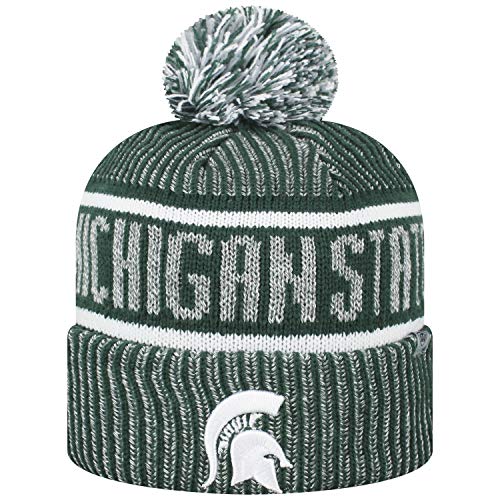 Top of the World Men's NCAA Glacier Cuffed Knit Beanie Pom Hat-Michigan State Spartans