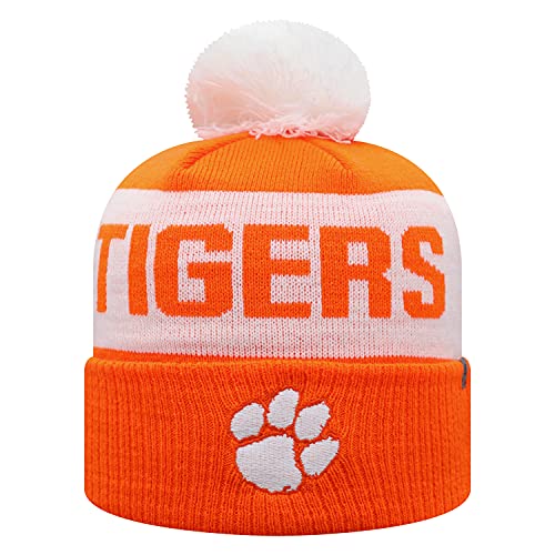 Top of the World NCAA Team Color-Gametime-Cuffed Knit Skully Beanie Hat-Clemson Tigers-One Size Fits Most
