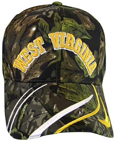 West Virginia Men's Striped Bill Adjustable Baseball Cap (Camouflage)