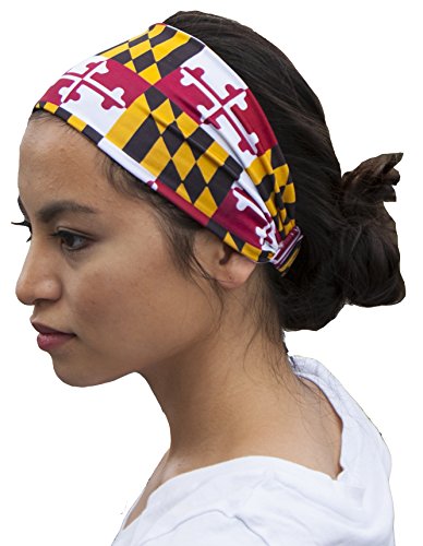International Tie Maryland Flag Headband - Perfect for Yoga Outdoor Activities, Workout Travel - Designer Style & Quality