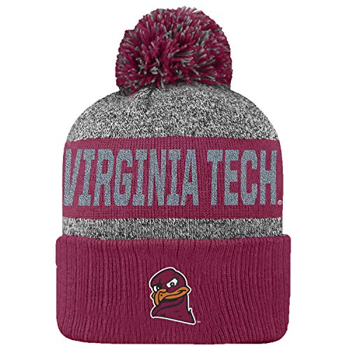 Top of the World NCAA Arctic Striped Cuffed Knit Pom Beanie Hat (Virginia Tech Hokies, One Size Fits Most)