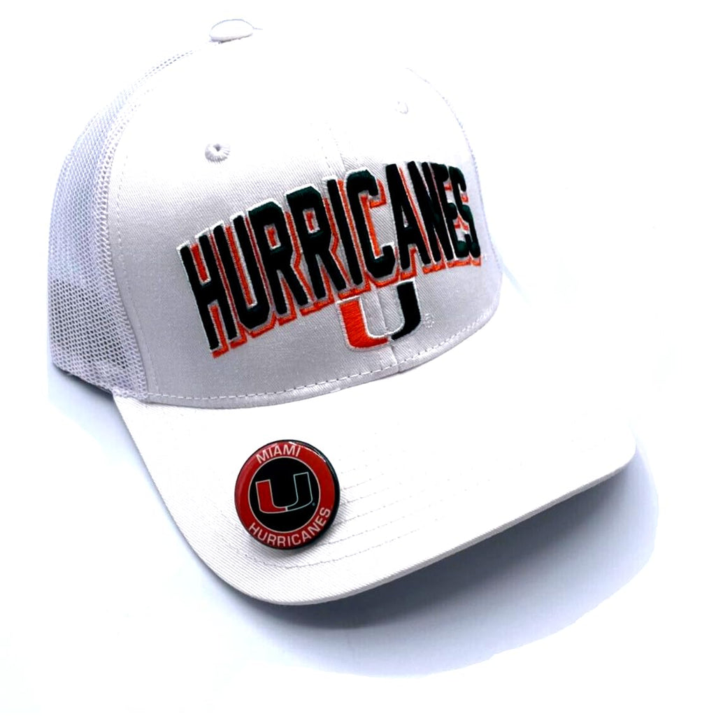 University Miami Hat Classic Hurricanes Embroidered Adjustable Mesh Trucker Cap Multicolor