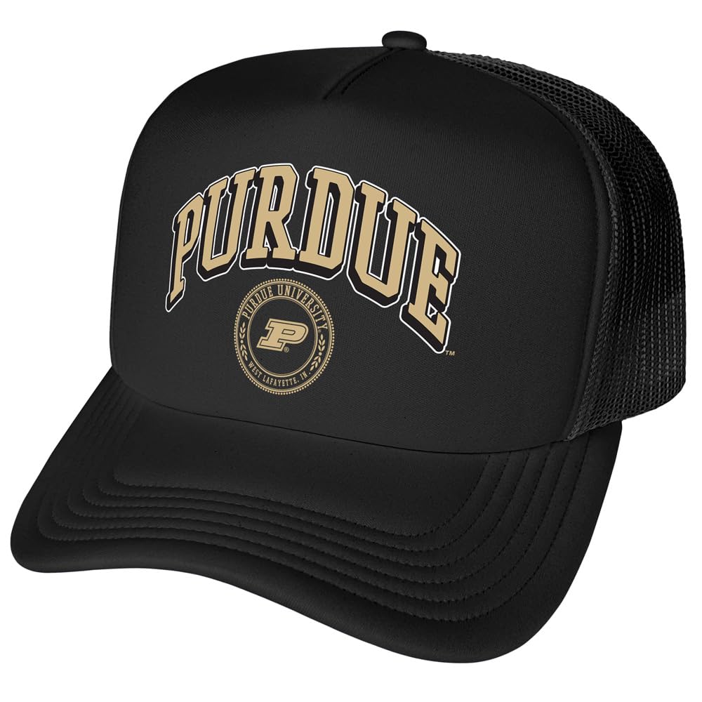 Campus Lab Official Purdue University Classic Seal Foam Snapback Trucker Hat - Unisex for Men and Women