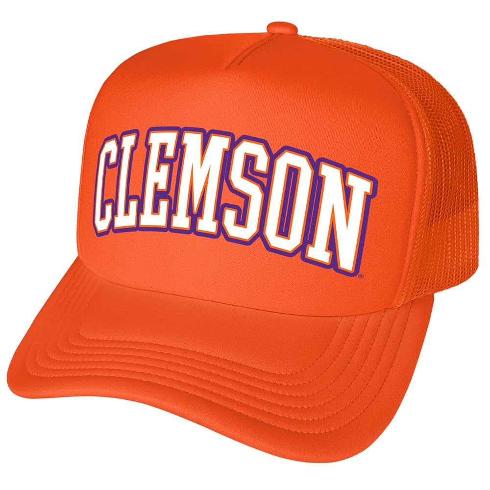 Campus Lab Official Clemson University Distressed School Name Foam Snapback Trucker Hat - Unisex for Men and Women