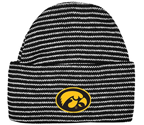 Two Feet Ahead Iowa Hawkeyes Team Baby Hat for Boys and Girls-Softly Knitted Infant Baby Beanie  (Iowa Hawkeyes Striped)