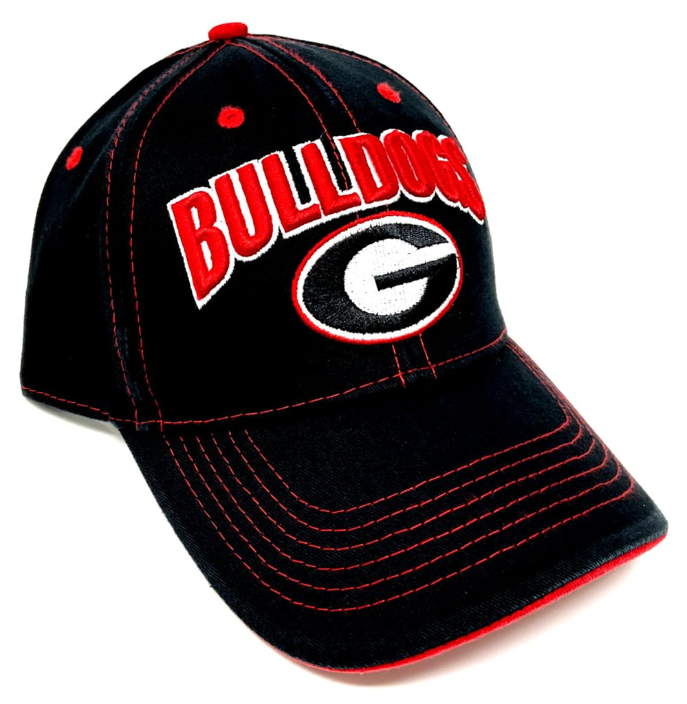 Captain Georgia Bullgdogs Text Logo Black Curved Bill Adjustable Hat