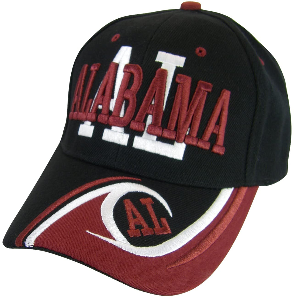 Alabama Men's Wave Pattern Adjustable Baseball Cap (Black/Crimson)
