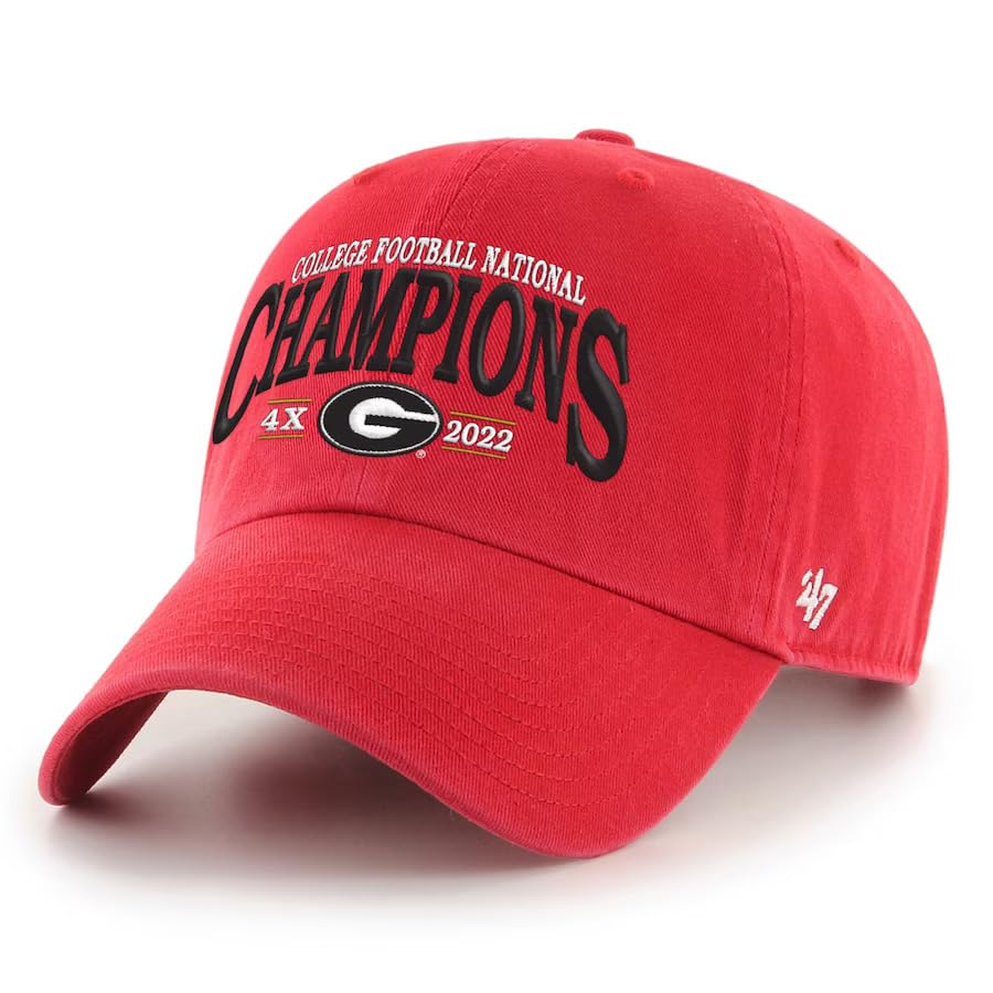 Georgia Bulldogs 2022 4X Champions Red Clean Up Adjustable Cap - NCAA Relaxed Fit Baseball Hat