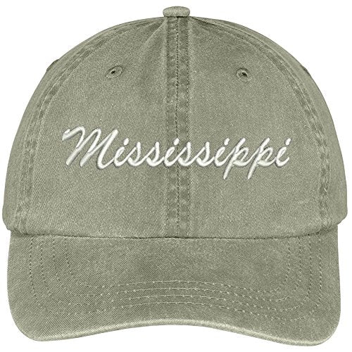 Trendy Apparel Shop Mississippi State Embroidered Low Profile Adjustable Cotton Cap - Khaki