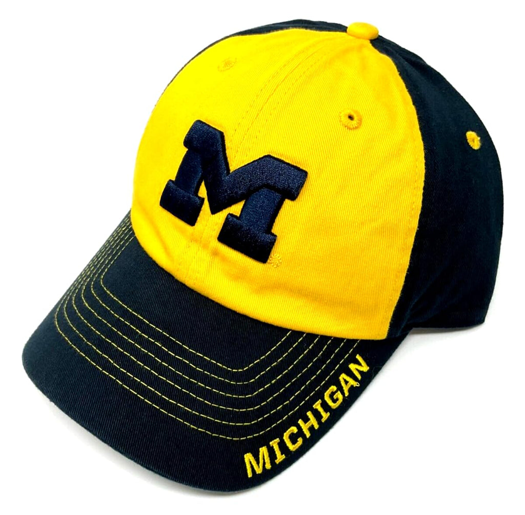 Michigan Wolverines Logo Navy Blue & Yellow Curved Bill Adjustable Hat
