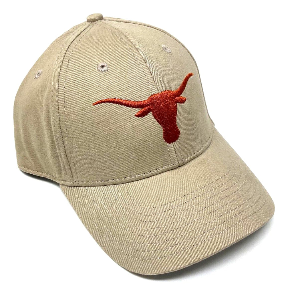 National Cap MVP Texas Longhorns Mascot Logo Solid Khaki Curved Bill Adjustable Hat