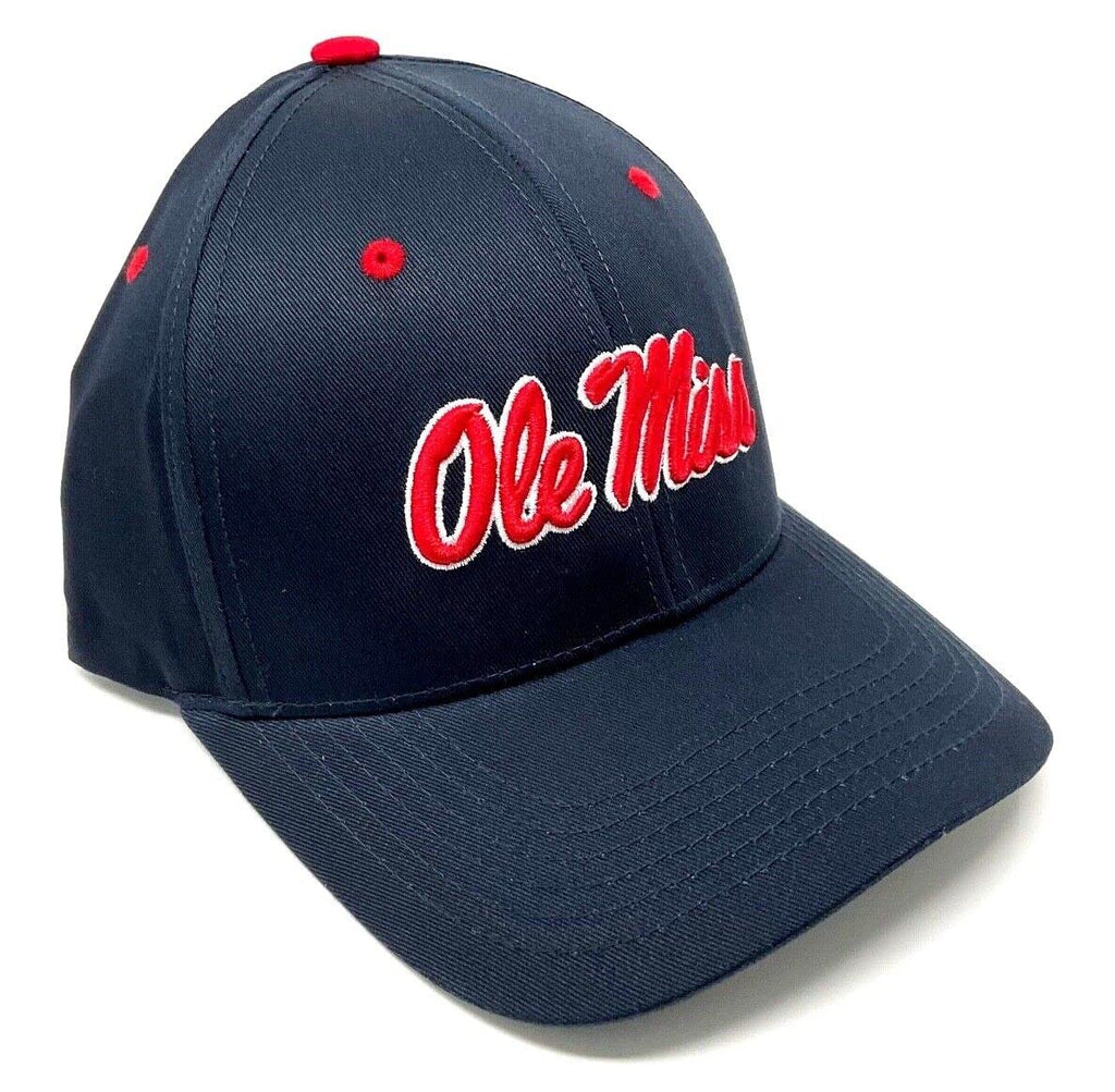 Ole Miss Rebels Adjustable Cap Structured Logo Hat (Navy)