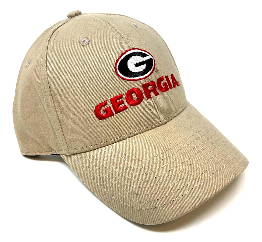 MVP UGA Georgia Bulldogs Logo Solid Khaki Curved Bill Adjustable Hat