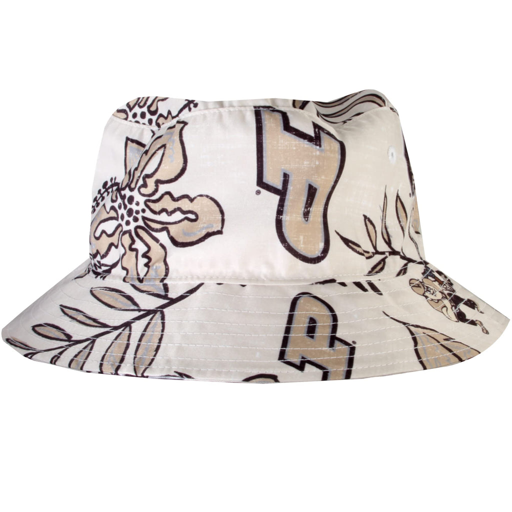 Wes and Willy Mens College Hawaiian Vintage Floral Bucket Hat(Purdue Boilermakers, S/M) Khaki