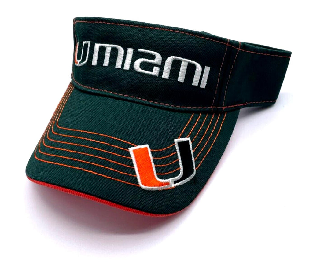 University Miami Visor Hat Classic Adjustable Hurricanes Team Logo Cap (Green)