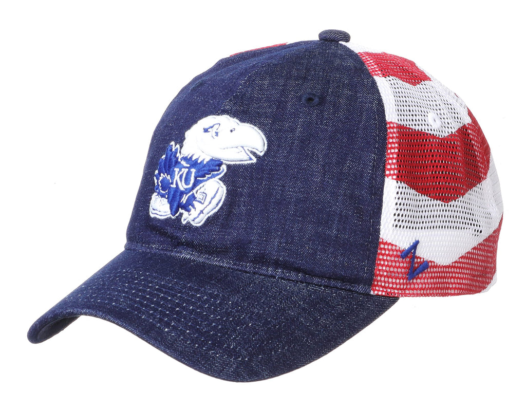 Campus Hats Anthem Unstructured Trucker Soft Mesh Adjustable Snapback Men's Baseball Hat/Cap (Kansas Jayhawks)