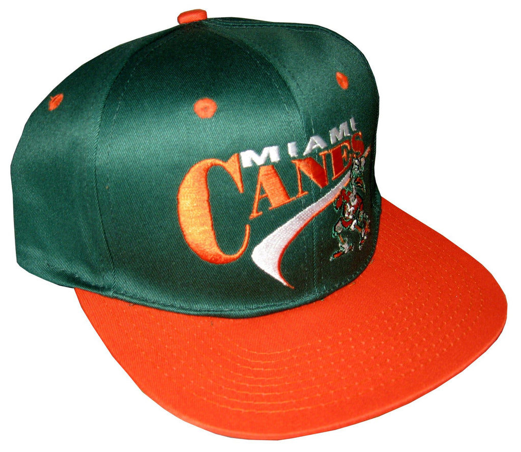 Drew Pearson Men’s Vintage Snapback Cap Nos Miami Hurricanes Canes Adjustable 22.05 Inch - 23.62 Inch Black/Red