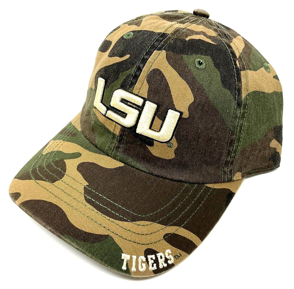 Solid Woodland Camo Louisiana State LSU Tigers Logo Camouflage Curved Bill Adjustable Hat