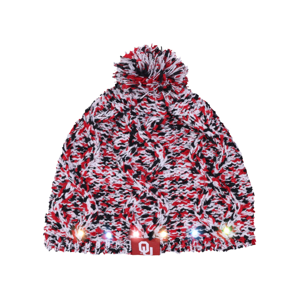 Oklahoma Sooners Womens Chunky Light Up Beanie Hat - NCAA Team Color, One Size Cuffless Knit Cap