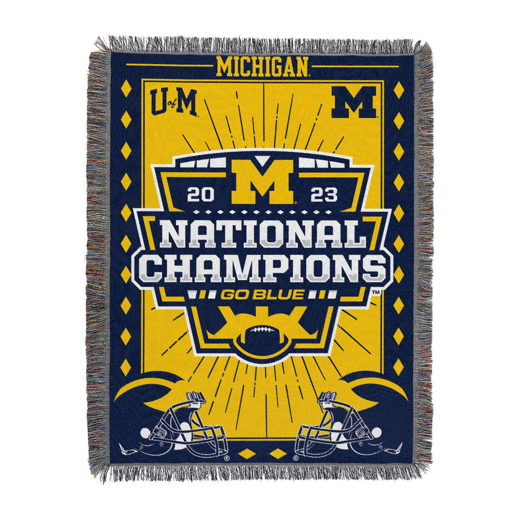Northwest NCAA Michigan Wolverines 2023 FBC National Champions Woven Tapestry Throw Blanket, 48" x 60", Visionary