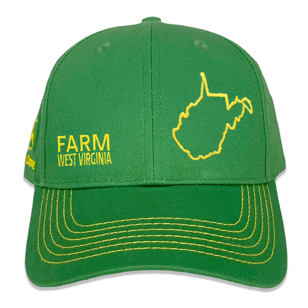 John Deere Farm State Pride Full Twill Hat-Green and Yellow-West Virginia