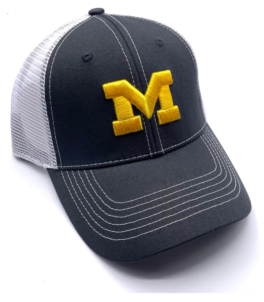 Officially Licensed Michigan University Two Tone Gray White Mesh Trucker Hat Adjustable Classic Team Logo Cap (Gray/White)