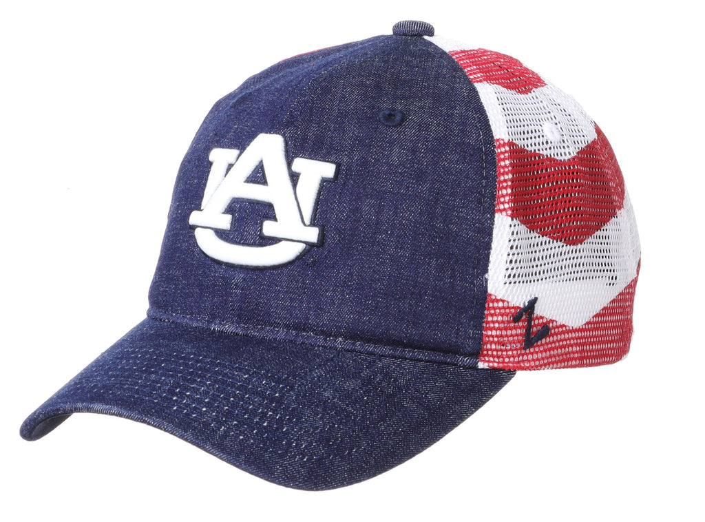 Auburn Tigers Red White and Blue Anthem Flag Hat - Campus Hats
