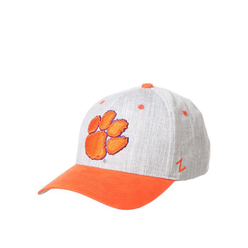 Clemson Tigers Oxford Grey/Orange Top Men's Women's Flex Fitted Baseball Hat/Cap Size Medium Size 7, 7 1/8, 7 1/4 - Campus Hats