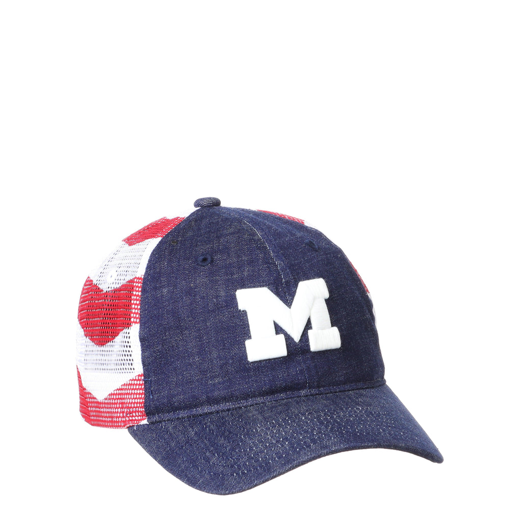 Michigan Wolverines Red White and Blue Anthem Flag Hat